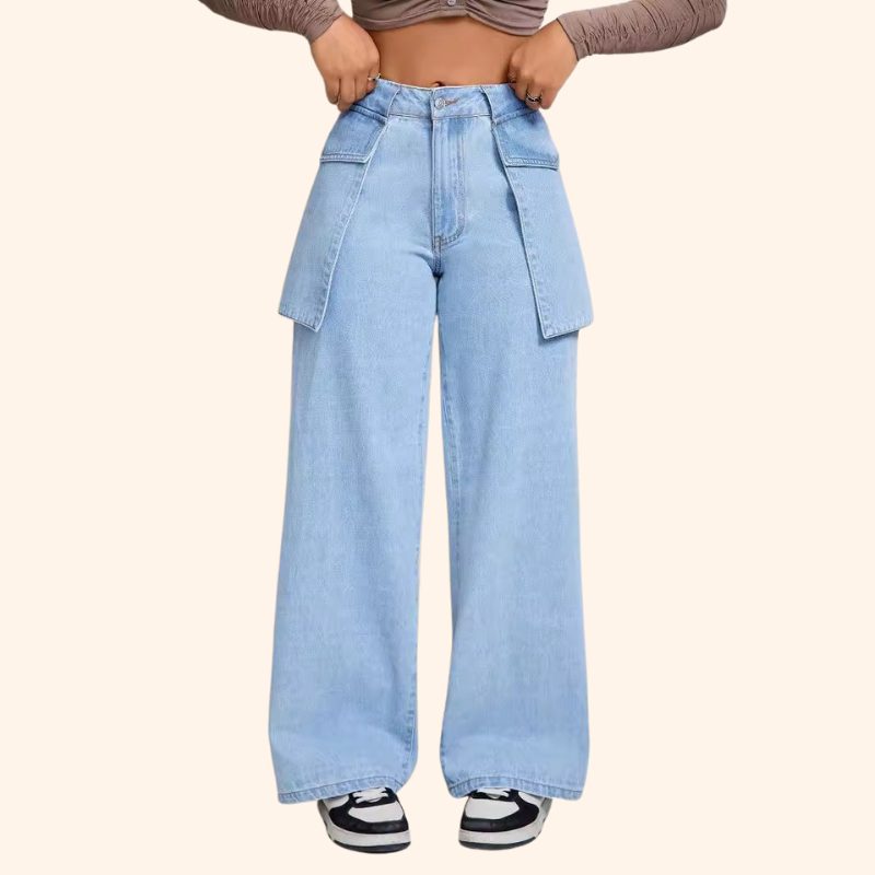 CANNES CASUAL WIDE LEG DENIM TROUSERS