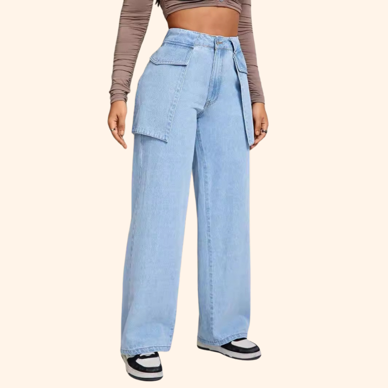 CANNES CASUAL WIDE LEG DENIM TROUSERS