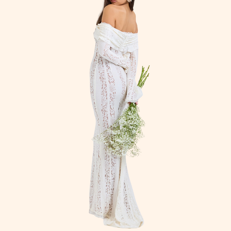 PARISIAN VINTAGE CREAM LACE MAXI DRESS