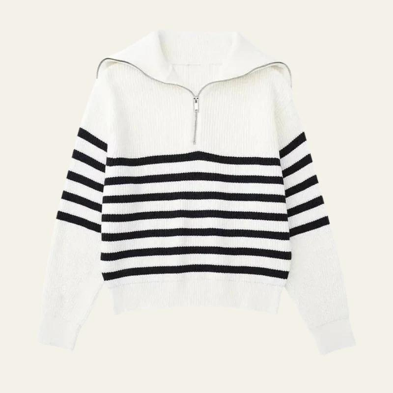 CHANDLER STRIPED ZIP-UP SWEATER