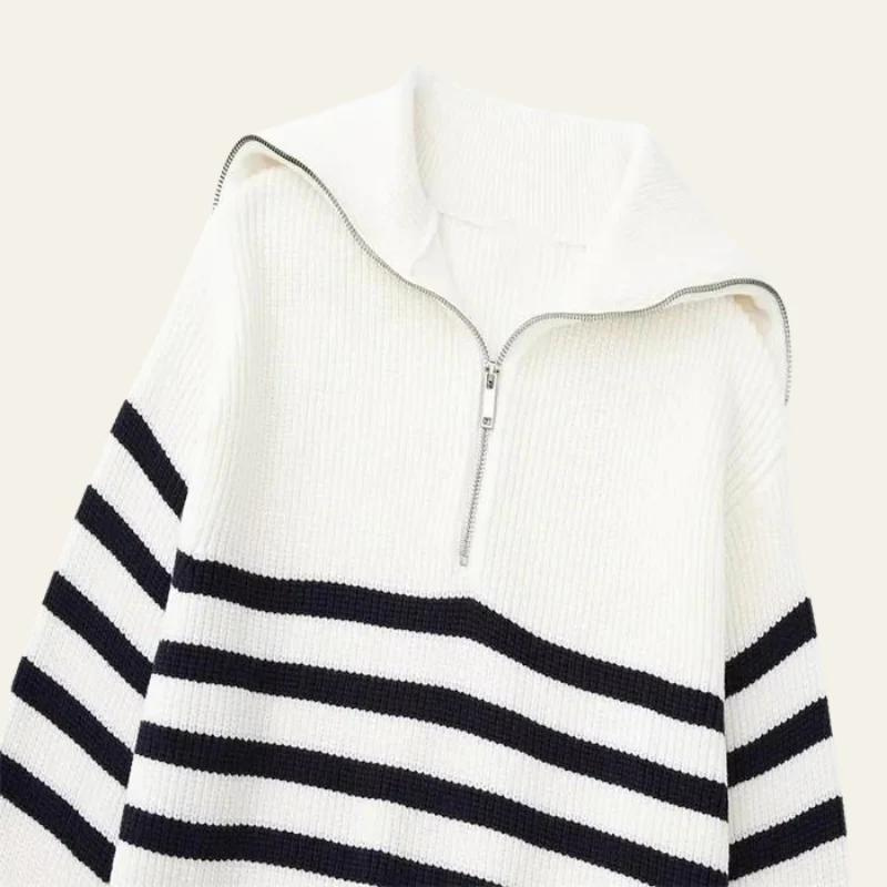 CHANDLER STRIPED ZIP-UP SWEATER